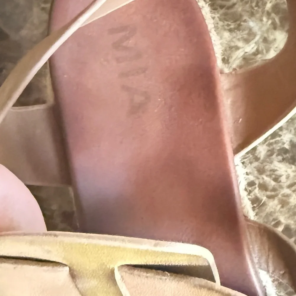 Mia Stylish Tan Wedge Sandals. Size 9.5